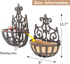Wall Hanging Planter Basket with Fabric Liner Antique (2 Pack)