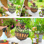 Wall Hanging Planter Basket with Fabric Liner Antique (2 Pack)