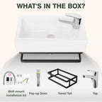 Wall Hung Bathroom Basin Ceramic Wash Modern