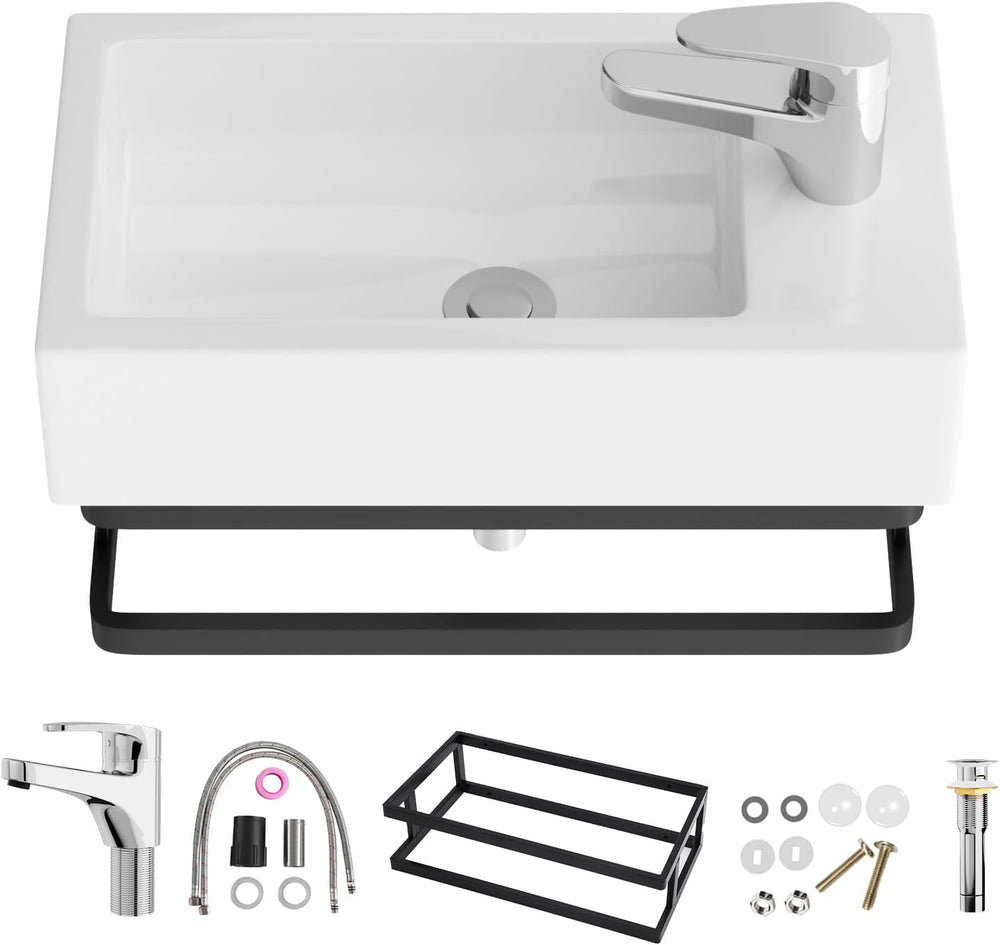 Wall Hung Bathroom Vessel Sink High-Fired Ceramic Basin