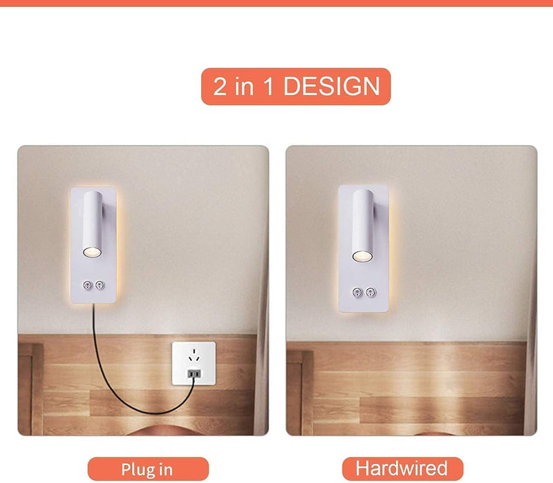 LED Wall Lamp and Reading Light Two-In-One
