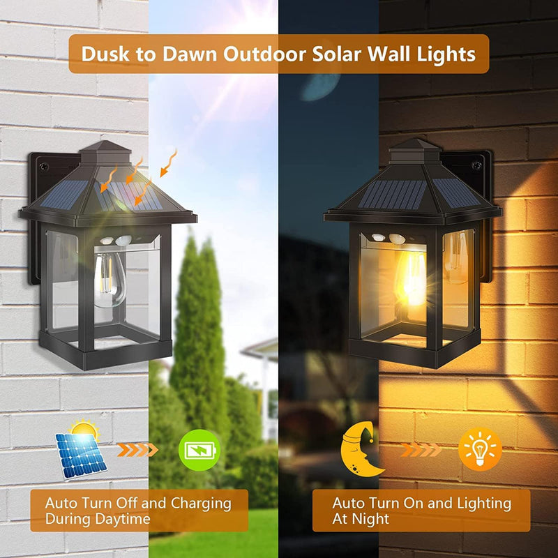Solar Wall Lights Waterproof Motion Sensor Security Light (2 Pack)