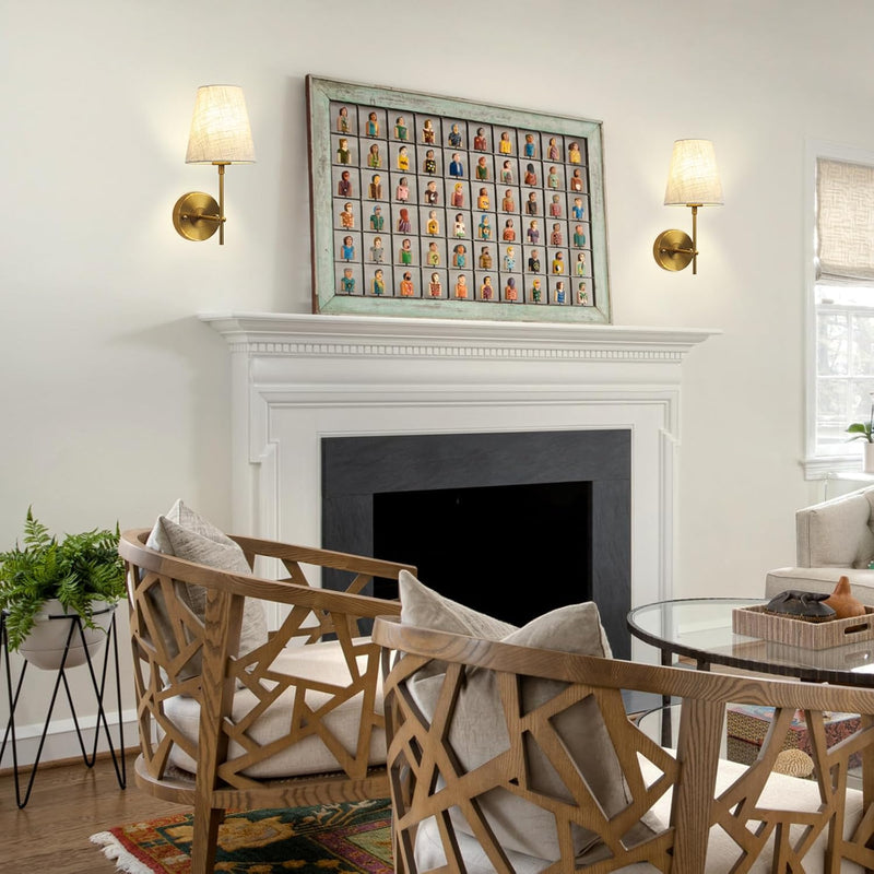 Wall Lights Antique Brass with Glass Shade (2 Pack)