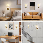 Wall Lights Antique Brass with Glass Shade (2 Pack)