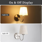 Wall Lights Fabric Shade Hardwired Installation Dimmable (Set of 2)