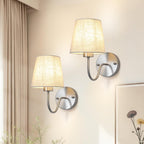 Wall Lights Fabric Shade Hardwired Installation Dimmable (Set of 2)