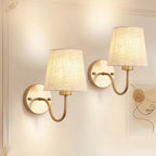 Wall Lights Fabric Shade Hardwired Installation Dimmable (Set of 2)