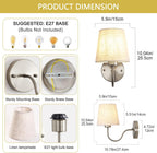 Wall Lights Fabric Shade Hardwired Installation Dimmable (Set of 2)