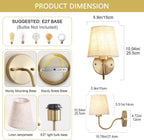 Wall Lights Fabric Shade Hardwired Installation Dimmable (Set of 2)