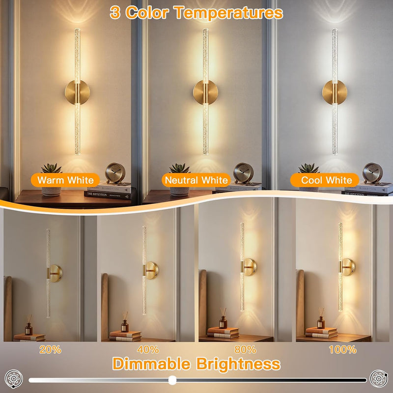 Wall Lights Indoor 8000mah with Bubble Acrylic Tubes