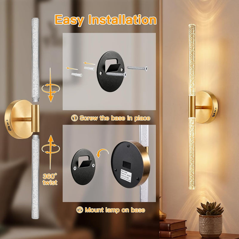 Wall Lights Indoor 8000mah with Bubble Acrylic Tubes