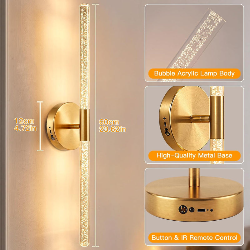 Wall Lights Indoor 8000mah with Bubble Acrylic Tubes