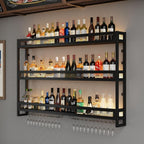 Wall Mounted Bar Shelves with LED Lighting Metal