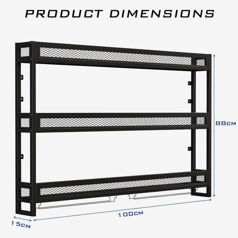 Wall Mounted Bar Shelves with LED Lighting Metal