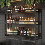Wall Mounted Bar Shelves with LED Lighting Metal