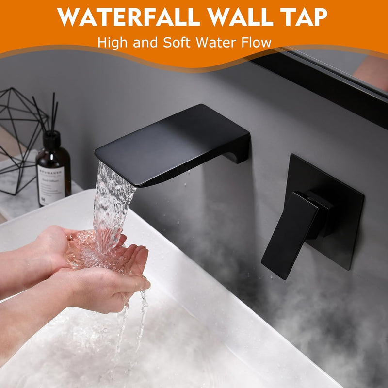 Matte Bath Taps Wall Mounted Waterfall Mixer Tap