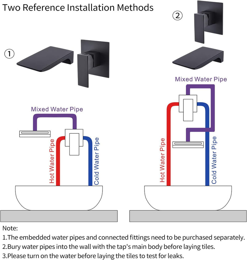 Matte Bath Taps Wall Mounted Waterfall Mixer Tap