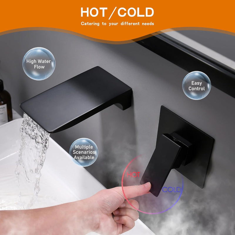 Matte Bath Taps Wall Mounted Waterfall Mixer Tap