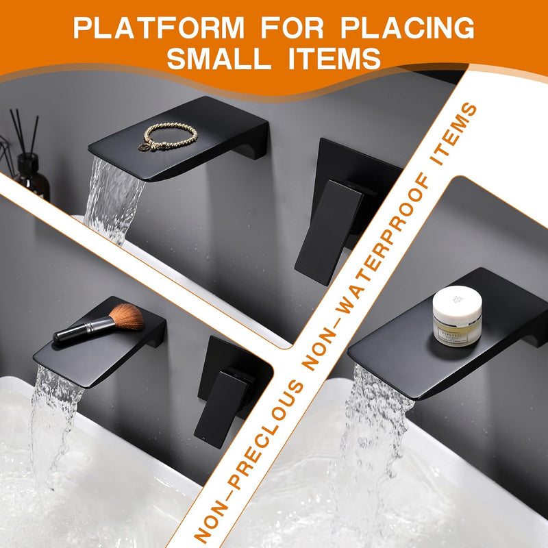 Matte Bath Taps Wall Mounted Waterfall Mixer Tap