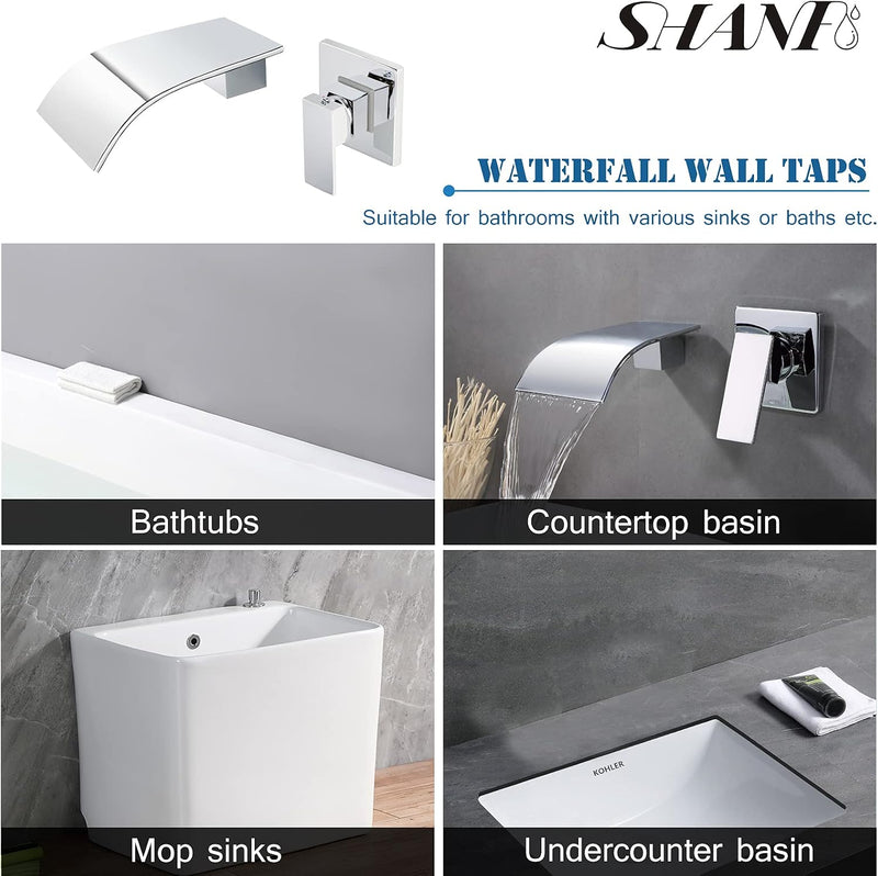 Wall Mounted Bath Taps Waterfall Tap for Basin