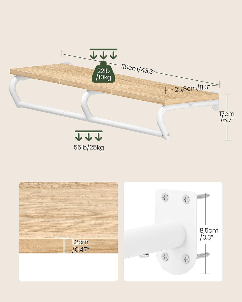 Wall Mounted Clothes Rack Metal Garment with Top