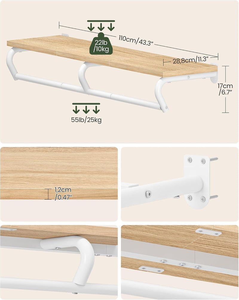 Wall Mounted Clothes Rack Metal Garment with Top