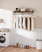 Wall Mounted Clothes Rack Metal Garment with Top
