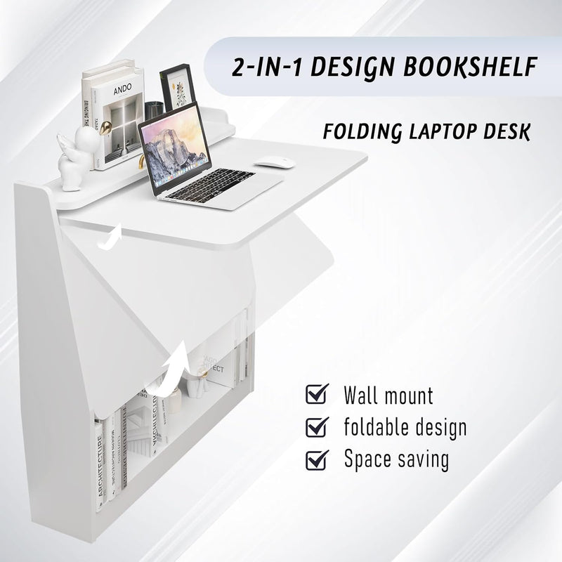 Wall Mounted Drop-Leaf Table Wooden Laptop Desk Foldable