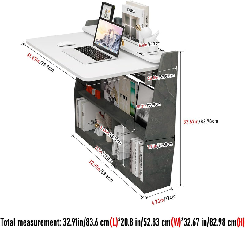 Wall Mounted Drop-Leaf Table Wooden Laptop Desk Foldable