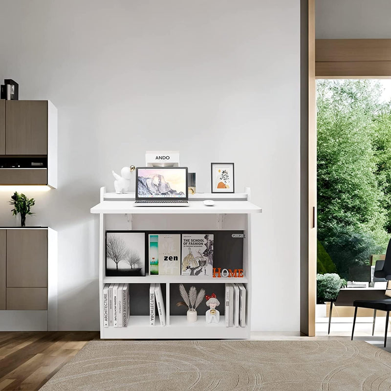 Wall Mounted Drop-Leaf Table Wooden Laptop Desk Foldable