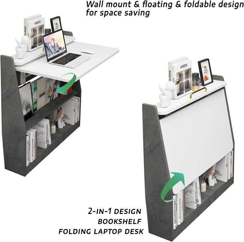 Wall Mounted Drop-Leaf Table Wooden Laptop Desk Foldable