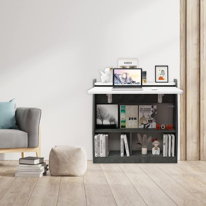 Wall Mounted Drop-Leaf Table Wooden Laptop Desk Foldable