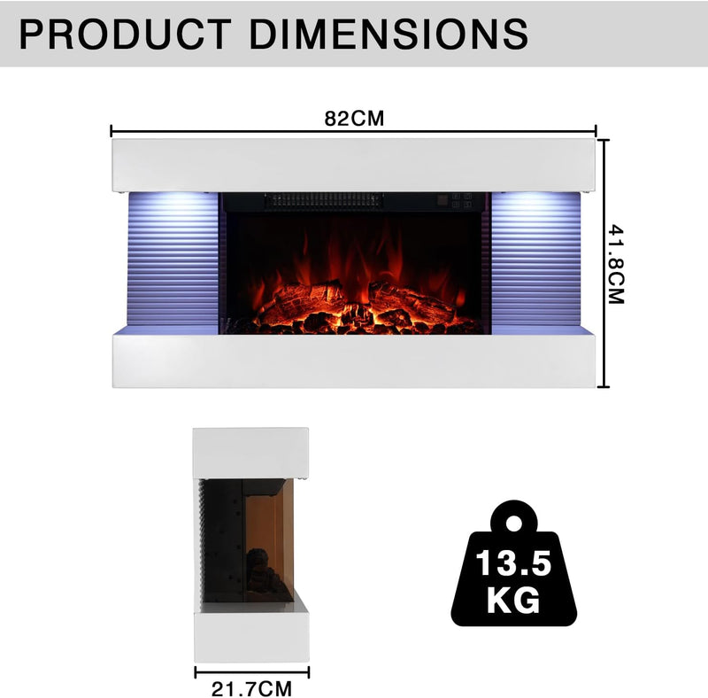 Wall-Mounted Electric Fireplace with 12 Flame Colours 3