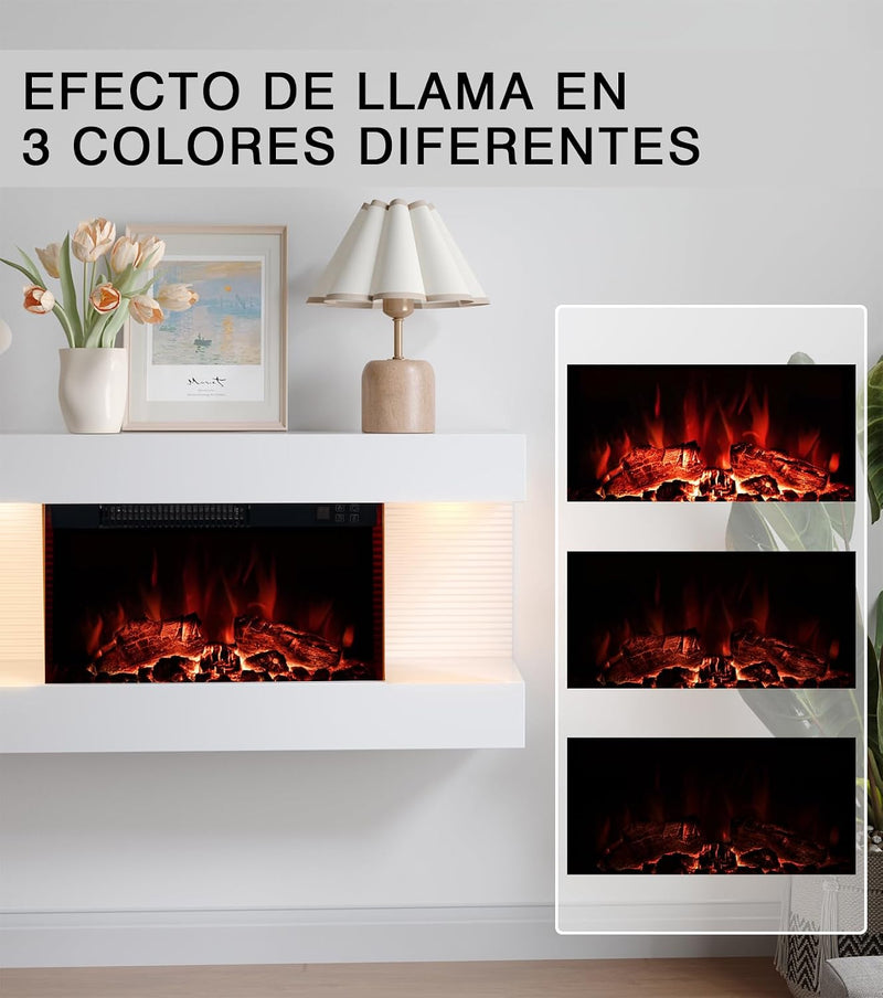 Wall-Mounted Electric Fireplace with 12 Flame Colours 3
