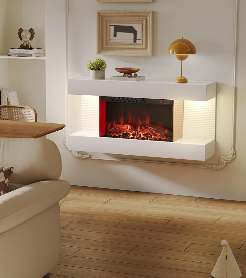 Wall-Mounted Electric Fireplace with 12 Flame Colours 3