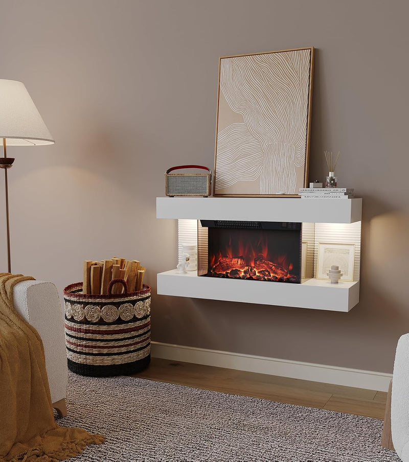 Wall-Mounted Electric Fireplace with 12 Flame Colours 3