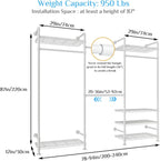 Wall Mounted Heavy Duty Clothes Rail with 6