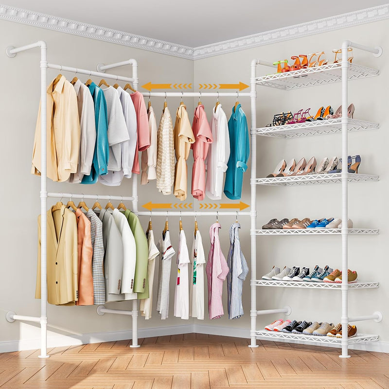 Wall Mounted Heavy Duty Clothes Rail with 6