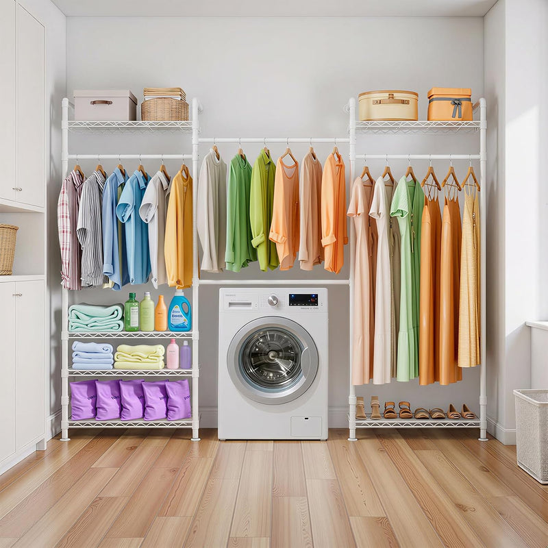 Wall Mounted Heavy Duty Clothes Rail with 6