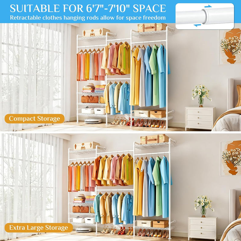Wall Mounted Heavy Duty Clothes Rail with 6