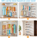 Wall Mounted Heavy Duty Clothes Rail with 6