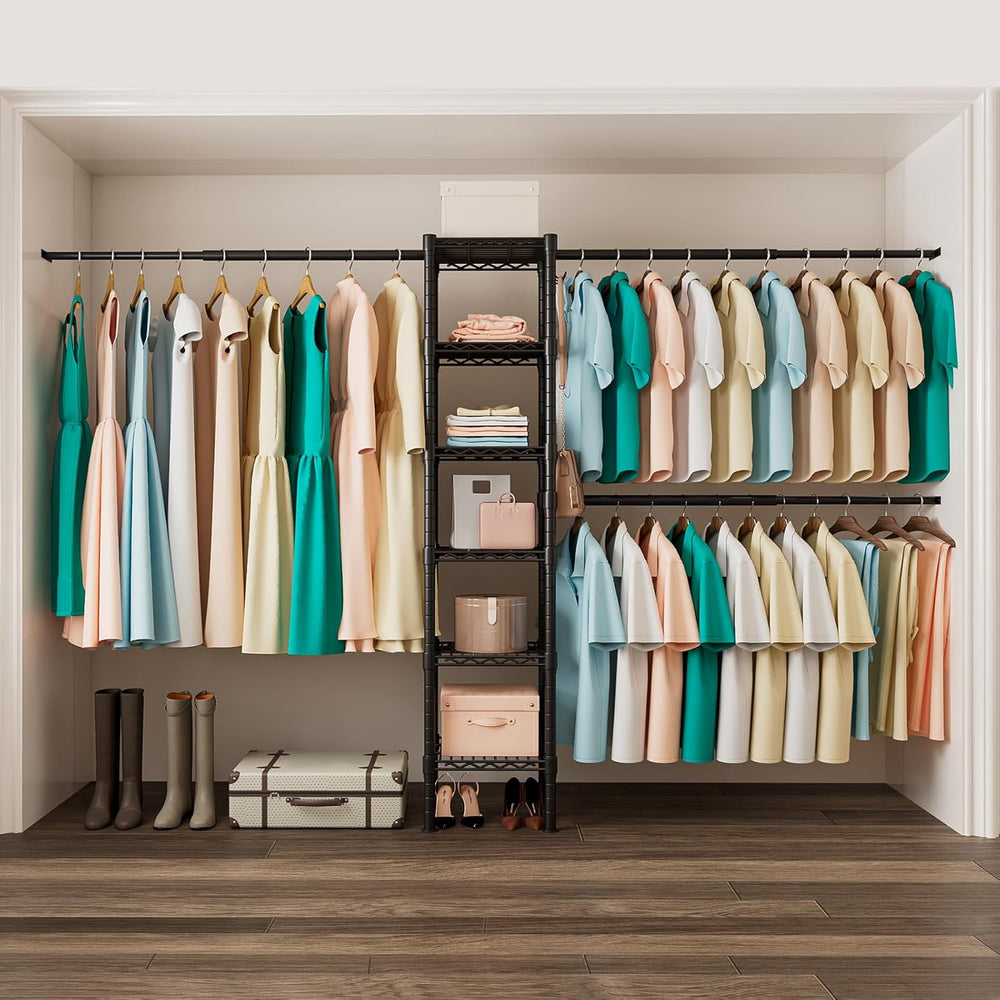 Wall Mounted Telescopic Garment Rack Coat Hanging Rails