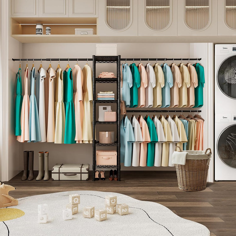 Wall Mounted Telescopic Garment Rack Coat Hanging Rails