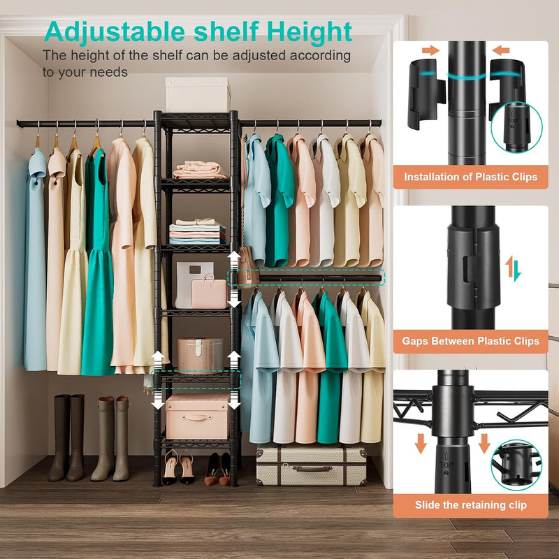 Wall Mounted Telescopic Garment Rack Coat Hanging Rails