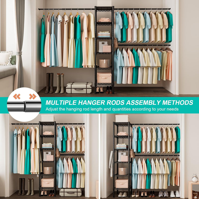 Wall Mounted Telescopic Garment Rack Coat Hanging Rails