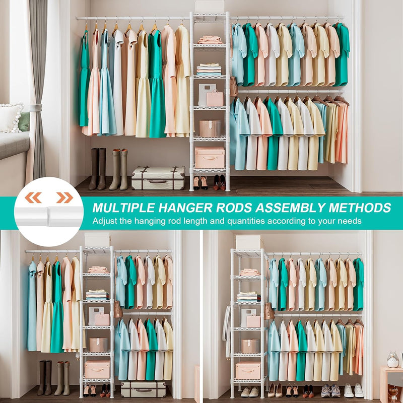 Wall Mounted Telescopic Garment Rack Coat Hanging Rails