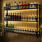 Wall Mounted Wine Rack 3-Tier Metal Shelf Bottle