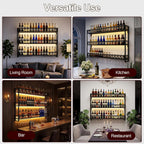 Wall Mounted Wine Rack 3-Tier Metal Shelf Bottle