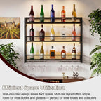 Wall Mounted Wine Rack 3-Tier Metal Shelf Bottle