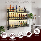 Wall Mounted Wine Rack 3-Tier Metal Shelf Bottle